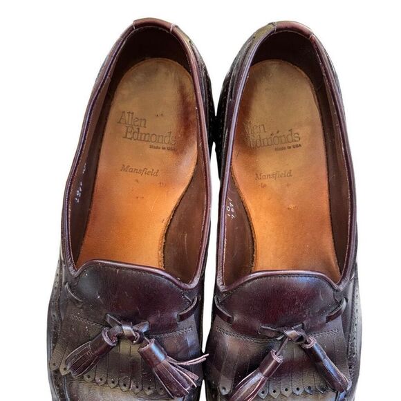 Vintage Allen Edmonds Mansfield Long Wing Kilt Tassel Loafer Burgundy Size 10 RR - Picture 6 of 8